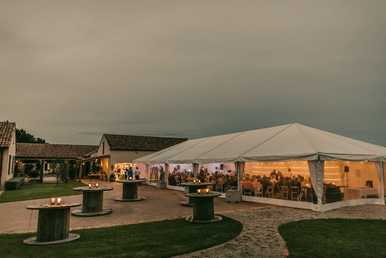 main background image of a marquee with decorative lighting